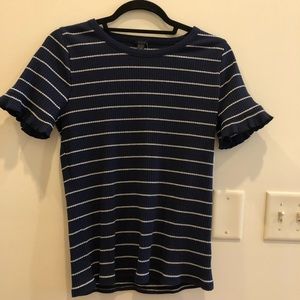NWT jcrew striped t-shirt with ruffled sleeves